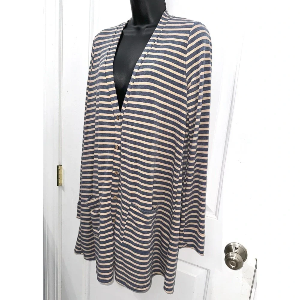 Agnes & Dora Striped Forever Cardigan, Button Down w/ Pockets